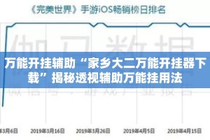 万能开挂辅助“家乡大二万能开挂器下载”揭秘透视辅助万能挂用法