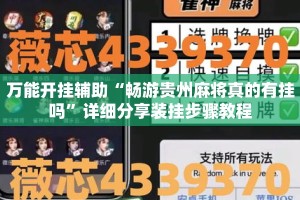 万能开挂辅助“畅游贵州麻将真的有挂吗”详细分享装挂步骤教程
