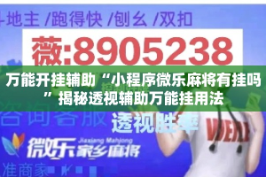 万能开挂辅助“小程序微乐麻将有挂吗”揭秘透视辅助万能挂用法