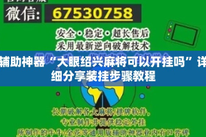 辅助神器“大眼绍兴麻将可以开挂吗”详细分享装挂步骤教程