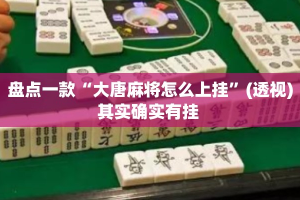 盘点一款“大唐麻将怎么上挂”(透视)其实确实有挂 