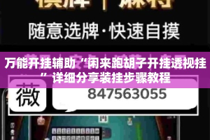 万能开挂辅助“闲来跑胡子开挂透视挂”详细分享装挂步骤教程