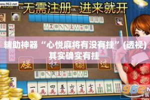 辅助神器“心悦麻将有没有挂”(透视)其实确实有挂 