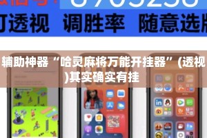 辅助神器“哈灵麻将万能开挂器”(透视)其实确实有挂 
