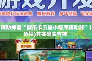 辅助神器“微乐卡五星小程序辅助器”(透视)其实确实有挂 