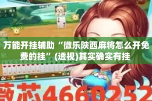 万能开挂辅助“微乐陕西麻将怎么开免费的挂”(透视)其实确实有挂 