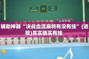 辅助神器“决战血流麻将有没有挂”(透视)其实确实有挂 