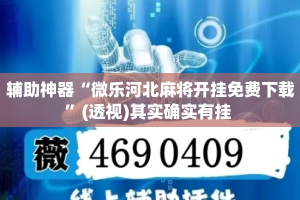 辅助神器“微乐河北麻将开挂免费下载”(透视)其实确实有挂 