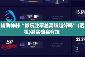 辅助神器“微乐胜率越高牌越好吗”(透视)其实确实有挂 