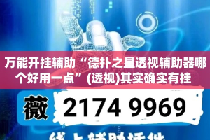 万能开挂辅助“德扑之星透视辅助器哪个好用一点”(透视)其实确实有挂 