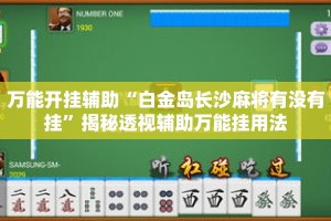 万能开挂辅助“白金岛长沙麻将有没有挂”揭秘透视辅助万能挂用法