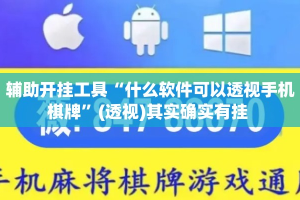 辅助开挂工具“什么软件可以透视手机棋牌”(透视)其实确实有挂 