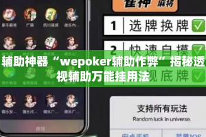 辅助神器“wepoker辅助作弊”揭秘透视辅助万能挂用法