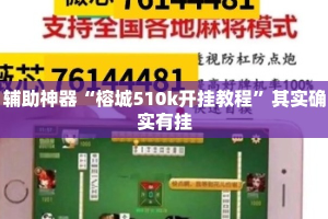 辅助神器“榕城510k开挂教程”其实确实有挂