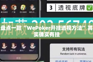 盘点一款“WePoker开挂透视方法”其实确实有挂