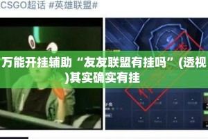 万能开挂辅助“友友联盟有挂吗”(透视)其实确实有挂 