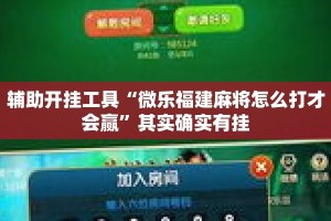 辅助开挂工具“微乐福建麻将怎么打才会赢”其实确实有挂