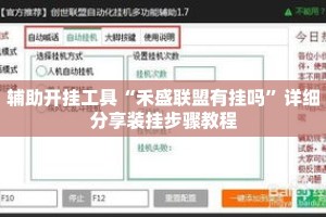 辅助开挂工具“禾盛联盟有挂吗”详细分享装挂步骤教程