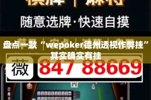 盘点一款“wepoker德州透视作弊挂”其实确实有挂