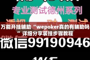 万能开挂辅助“wepoker真的有辅助吗”详细分享装挂步骤教程
