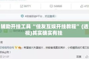 辅助开挂工具“佳友互娱开挂教程”(透视)其实确实有挂 