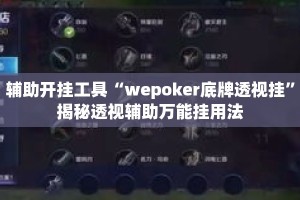 辅助开挂工具“wepoker底牌透视挂”揭秘透视辅助万能挂用法