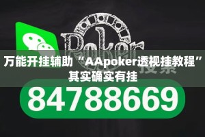万能开挂辅助“AApoker透视挂教程”其实确实有挂