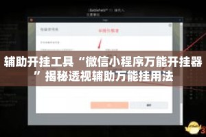 辅助开挂工具“微信小程序万能开挂器”揭秘透视辅助万能挂用法