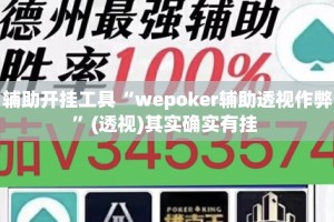 辅助开挂工具“wepoker辅助透视作弊”(透视)其实确实有挂 