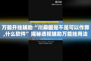 万能开挂辅助“川麻圈是不是可以作弊,什么软件”揭秘透视辅助万能挂用法