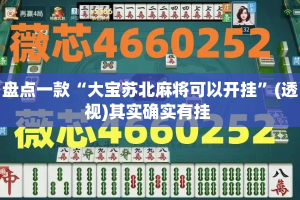盘点一款“大宝苏北麻将可以开挂”(透视)其实确实有挂 