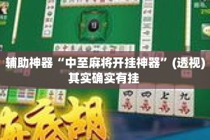辅助神器“中至麻将开挂神器”(透视)其实确实有挂 