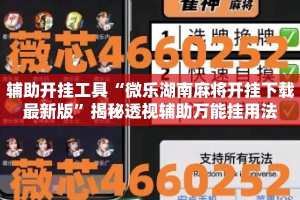 辅助开挂工具“微乐湖南麻将开挂下载最新版”揭秘透视辅助万能挂用法