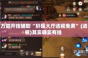 万能开挂辅助“轩辕大厅透视免费”(透视)其实确实有挂 