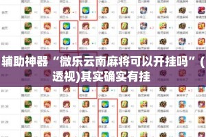 辅助神器“微乐云南麻将可以开挂吗”(透视)其实确实有挂 