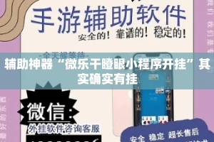 辅助神器“微乐干瞪眼小程序开挂”其实确实有挂