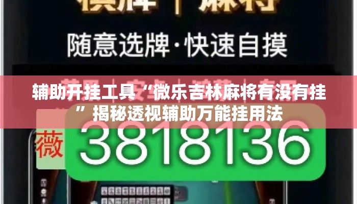 辅助开挂工具“微乐吉林麻将有没有挂	”揭秘透视辅助万能挂用法