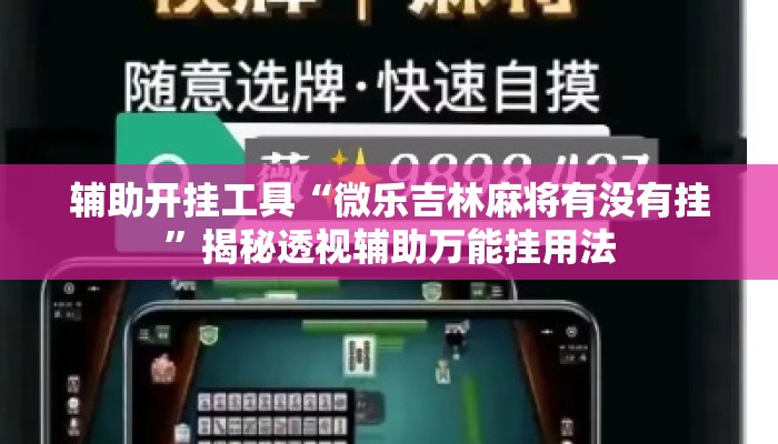 盘点一款“微乐河北麻将免费房间怎么开挂	”揭秘透视辅助万能挂用法