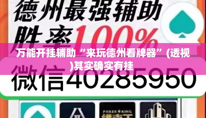 万能开挂辅助“来玩德州看牌器	”(透视)其实确实有挂 