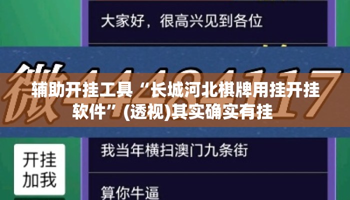 辅助开挂工具“长城河北棋牌用挂开挂软件	”(透视)其实确实有挂 