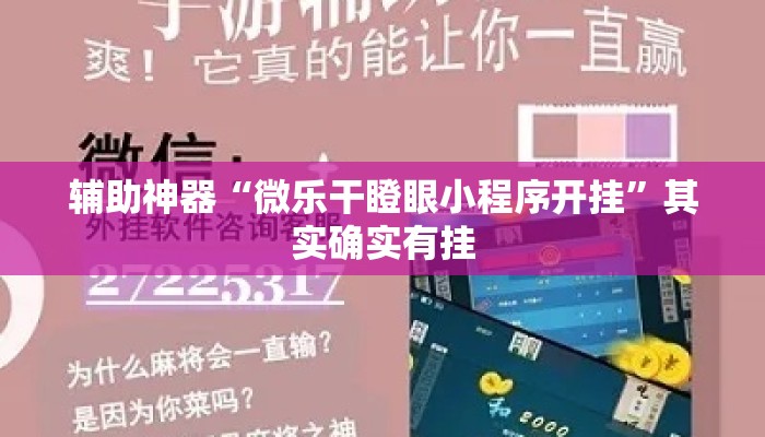 辅助神器“微乐干瞪眼小程序开挂”其实确实有挂