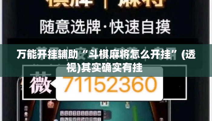 万能开挂辅助“斗棋麻将怎么开挂”(透视)其实确实有挂 