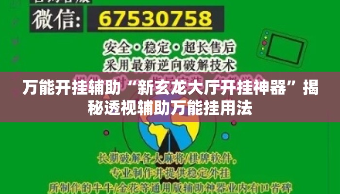 万能开挂辅助“新玄龙大厅开挂神器”揭秘透视辅助万能挂用法