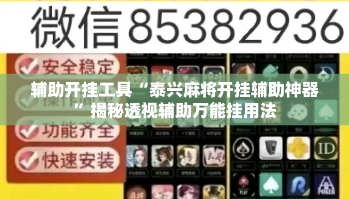 辅助开挂工具“泰兴麻将开挂辅助神器	”揭秘透视辅助万能挂用法