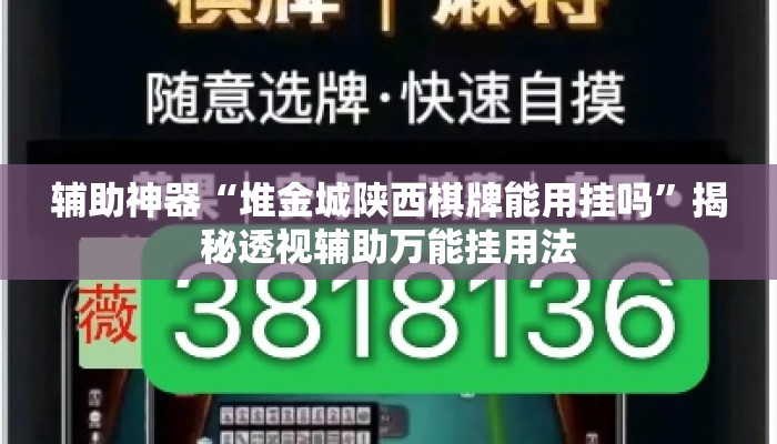 辅助神器“堆金城陕西棋牌能用挂吗”揭秘透视辅助万能挂用法
