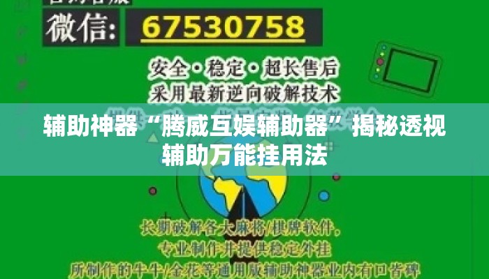 辅助神器“腾威互娱辅助器	”揭秘透视辅助万能挂用法