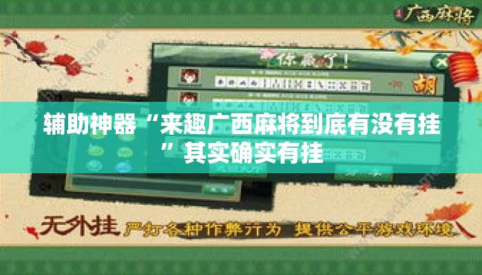 辅助神器“来趣广西麻将到底有没有挂”其实确实有挂
