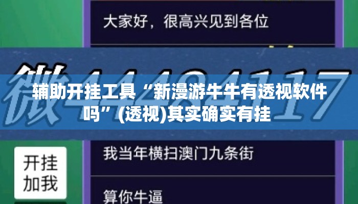 辅助开挂工具“新漫游牛牛有透视软件吗”(透视)其实确实有挂 