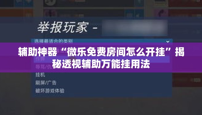 辅助神器“微乐免费房间怎么开挂”揭秘透视辅助万能挂用法