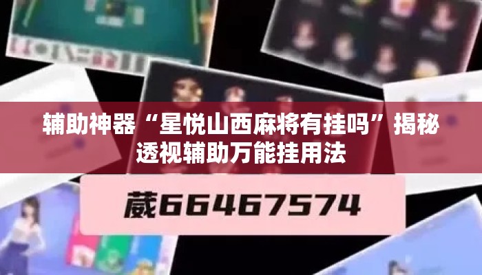 辅助神器“星悦山西麻将有挂吗”揭秘透视辅助万能挂用法